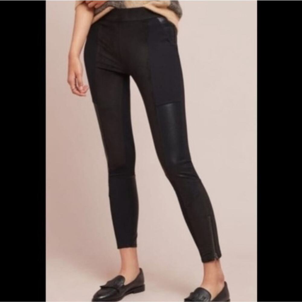 Anthropologie Faux Suede & Faux Leather Skinny Moto Leggings
